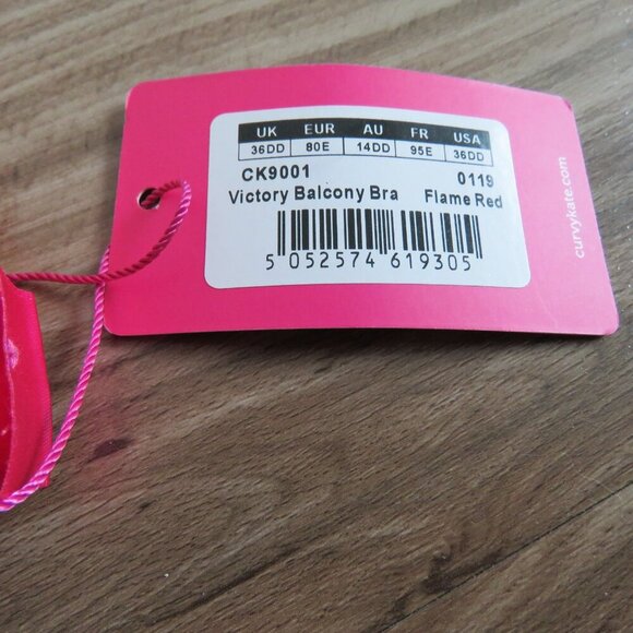 CURVY KATE Victory Balcony Bra in Flame Red Mesh - Size 36DD NWT - Picture 12 of 12